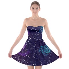 Realistic Night Sky With Constellations Strapless Bra Top Dress by Cemarart