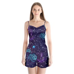 Realistic Night Sky With Constellations Satin Pajamas Set by Cemarart