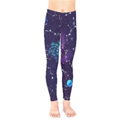 Realistic Night Sky With Constellations Kids  Leggings by Cemarart