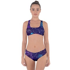 Realistic Night Sky With Constellations Criss Cross Bikini Set