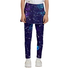 Realistic Night Sky With Constellations Kids  Skirted Pants by Cemarart