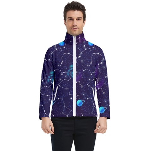 Realistic Night Sky With Constellations Men s Bomber Jacket by Cemarart