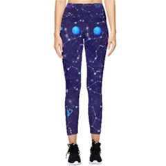 Realistic Night Sky With Constellations Pocket Leggings  by Cemarart