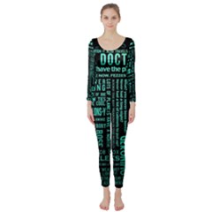 Tardis Doctor Who Technology Number Communication Long Sleeve Catsuit by Cemarart