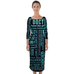 Tardis Doctor Who Technology Number Communication Quarter Sleeve Midi Bodycon Dress by Cemarart