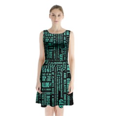 Tardis Doctor Who Technology Number Communication Sleeveless Waist Tie Chiffon Dress by Cemarart