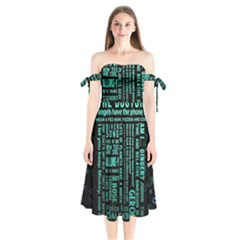 Tardis Doctor Who Technology Number Communication Shoulder Tie Bardot Midi Dress by Cemarart