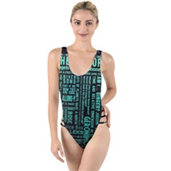 Tardis Doctor Who Technology Number Communication High Leg Strappy Swimsuit by Cemarart