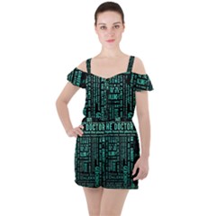 Tardis Doctor Who Technology Number Communication Ruffle Cut Out Chiffon Playsuit by Cemarart