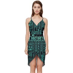 Tardis Doctor Who Technology Number Communication Wrap Frill Dress by Cemarart