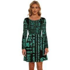 Tardis Doctor Who Technology Number Communication Long Sleeve Wide Neck Velvet Dress by Cemarart