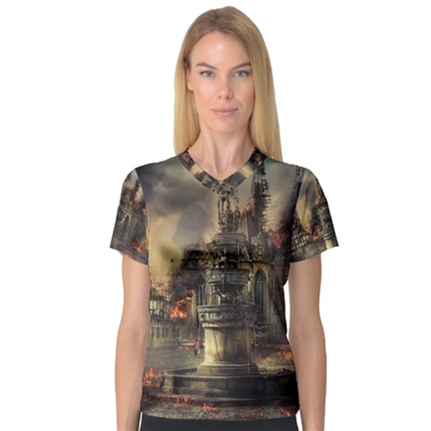 Braunschweig City Lower Saxony V-neck Sport Mesh T-shirt by Cemarart