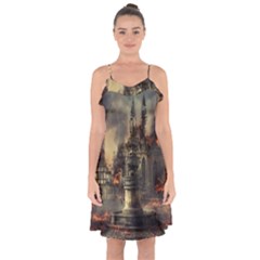 Braunschweig City Lower Saxony Ruffle Detail Chiffon Dress by Cemarart