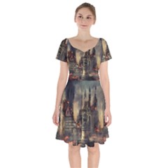 Braunschweig City Lower Saxony Short Sleeve Bardot Dress by Cemarart