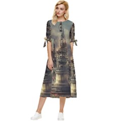 Braunschweig City Lower Saxony Bow Sleeve Chiffon Midi Dress by Cemarart