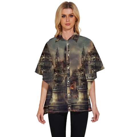 Braunschweig City Lower Saxony Women s Batwing Button Up Shirt by Cemarart