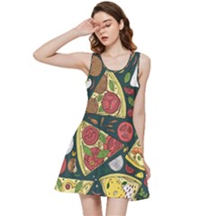 Seamless Pizza Slice Pattern Illustration Great Pizzeria Background Inside Out Racerback Dress by Cemarart