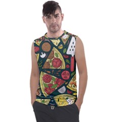 Seamless Pizza Slice Pattern Illustration Great Pizzeria Background Men s Regular Tank Top by Cemarart