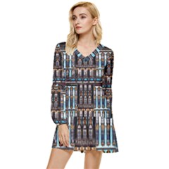 Catherine Spalace St Petersburg Tiered Long Sleeve Mini Dress by Cemarart