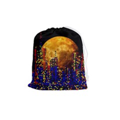 Skyline Frankfurt Abstract Moon Drawstring Pouch (medium) by Cemarart