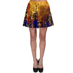 Skyline Frankfurt Abstract Moon Skater Skirt by Cemarart