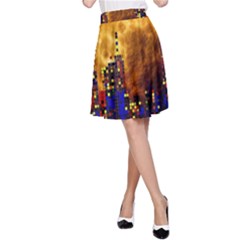 Skyline Frankfurt Abstract Moon A-line Skirt by Cemarart