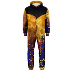 Skyline Frankfurt Abstract Moon Hooded Jumpsuit (men) by Cemarart