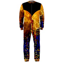 Skyline Frankfurt Abstract Moon Onepiece Jumpsuit (men) by Cemarart