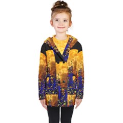 Skyline Frankfurt Abstract Moon Kids  Double Breasted Button Coat by Cemarart