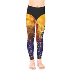 Skyline Frankfurt Abstract Moon Kids  Leggings by Cemarart