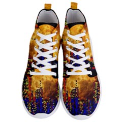 Skyline Frankfurt Abstract Moon Men s Lightweight High Top Sneakers by Cemarart