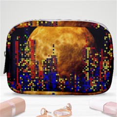 Skyline Frankfurt Abstract Moon Make Up Pouch (small) by Cemarart