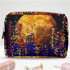 Skyline Frankfurt Abstract Moon Make Up Pouch (medium) by Cemarart