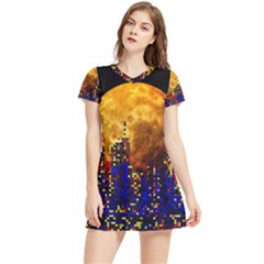 Skyline Frankfurt Abstract Moon Women s Sports Skirt by Cemarart