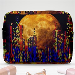 Skyline Frankfurt Abstract Moon Make Up Pouch (large) by Cemarart