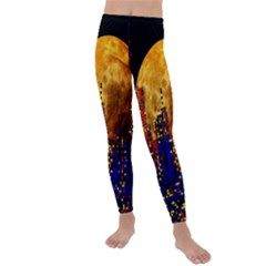 Skyline Frankfurt Abstract Moon Kids  Lightweight Velour Leggings