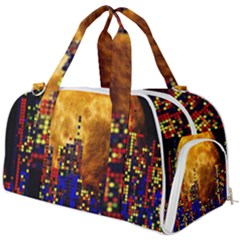 Skyline Frankfurt Abstract Moon Burner Gym Duffel Bag by Cemarart