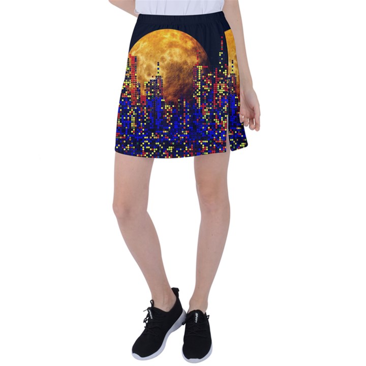 Skyline Frankfurt Abstract Moon Tennis Skirt