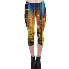 Skyline Light Rays Gloss Upgrade Capri Leggings  by Cemarart