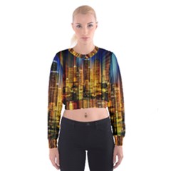 Skyline Light Rays Gloss Upgrade Cropped Sweatshirt by Cemarart