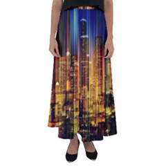 Skyline Light Rays Gloss Upgrade Flared Maxi Skirt by Cemarart