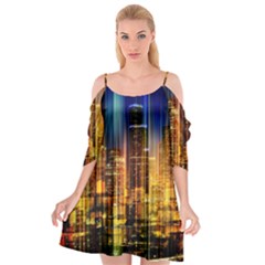 Skyline Light Rays Gloss Upgrade Cutout Spaghetti Strap Chiffon Dress by Cemarart