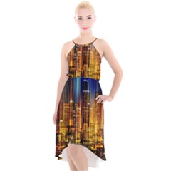 Skyline Light Rays Gloss Upgrade High-low Halter Chiffon Dress  by Cemarart