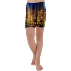 Skyline Light Rays Gloss Upgrade Kids  Lightweight Velour Capri Yoga Leggings by Cemarart