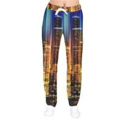 Skyline Light Rays Gloss Upgrade Women Velvet Drawstring Pants by Cemarart