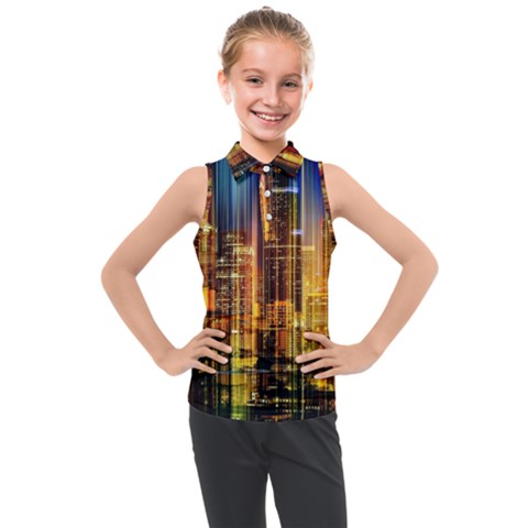 Skyline Light Rays Gloss Upgrade Kids  Sleeveless Polo T-shirt by Cemarart