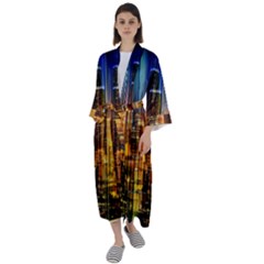 Skyline Light Rays Gloss Upgrade Maxi Satin Kimono by Cemarart