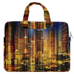 Skyline Light Rays Gloss Upgrade Macbook Pro 16  Double Pocket Laptop Bag  by Cemarart