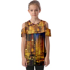 Skyline Light Rays Gloss Upgrade Fold Over Open Sleeve Top by Cemarart