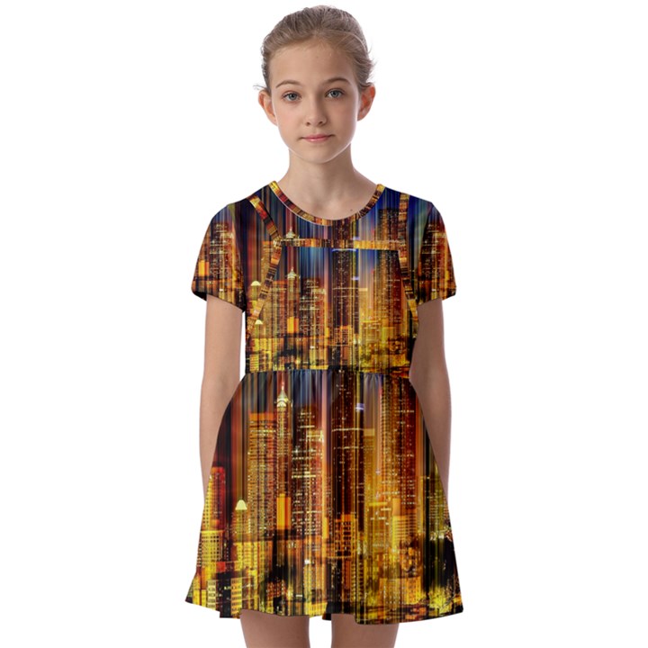 Skyline Light Rays Gloss Upgrade Kids  Short Sleeve Pinafore Style Dress